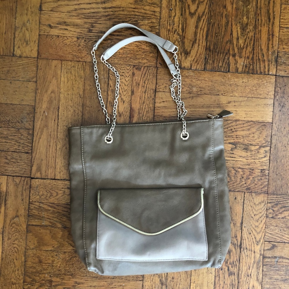 Big Buddha Faux Leather Tote, color beige